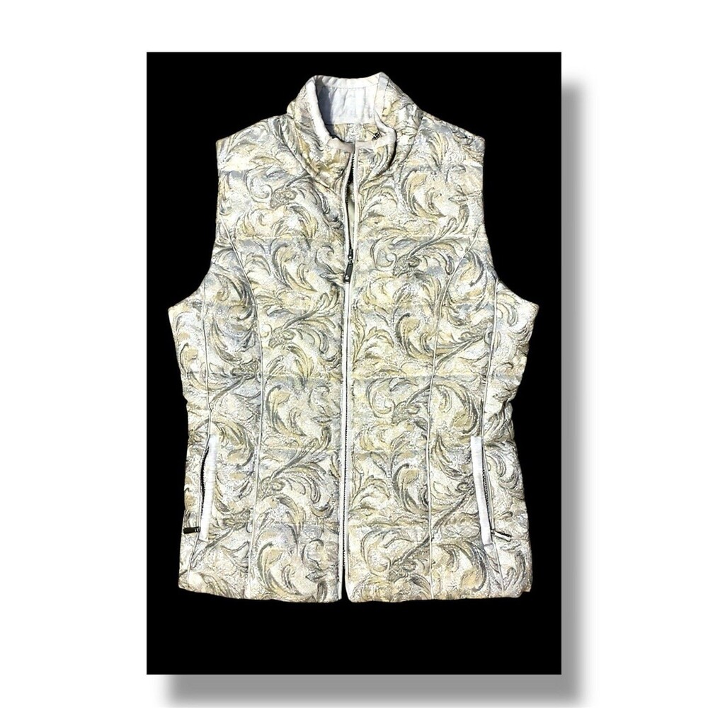 White House Black Market Puffer Vest Quilted Floral Sleeveless Jacket XS
